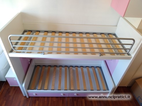 LETTO A CASTELLO DOIMO Mod. Luna Bianco e Rosa ver