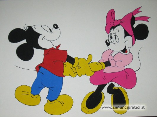 Disegno Topolino e Minnie a tempera