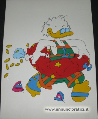 Disegno Paperone con salvagente a tempera