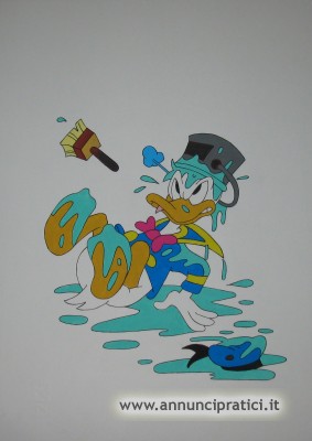 Disegno Paperino secchio di vernice a tempera