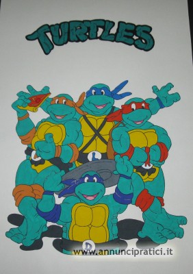 Disegno Turtles a tempera
