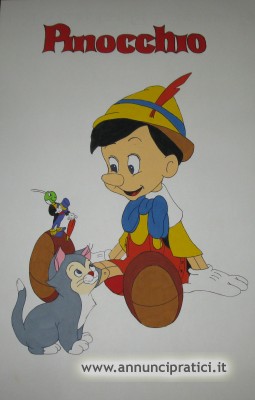 Disegno Pinocchio a tempera