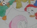 Disegno Paperini con pupazzo di neve a pastelli - Anteprima immagine 1
